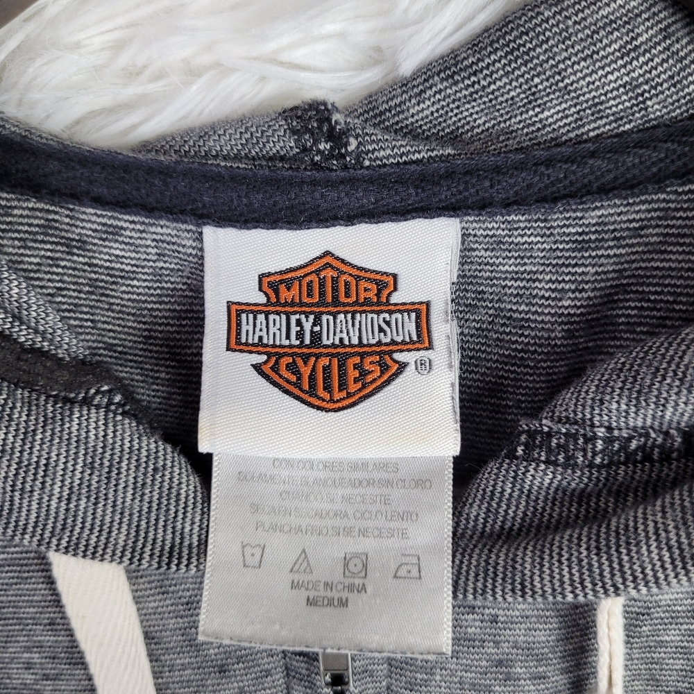 Harley Davidson Womens M Gray Micro‎ Stripe Full Zip Hoodie Grand Canyon Arizona - Picture 5 of 8